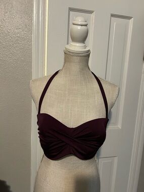 Victoria's Secret Plum Velvet Bikini Top with Gold Hardware